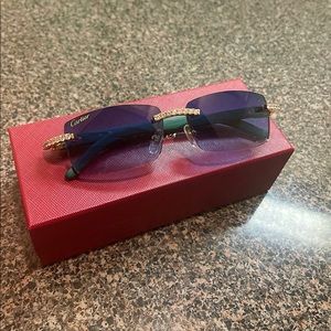 Cartier glasses sunglasses buffalo horn buffs green diamonds designer luxury